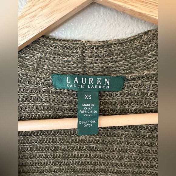 Lauren Ralph Lauren Sage Green Open Front Long Knit Cardigan - Picture 4 of 6